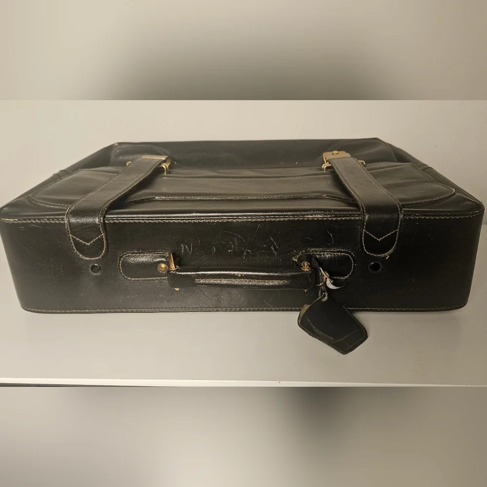 Vintage Principe Black Leather Briefcase Suitcase Luggage Buisness Bag